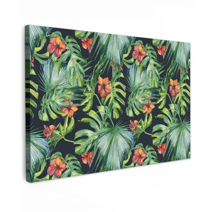 Bladeren - Bloemen - Jungle - Tropisch canvas 2cm klein -z3d