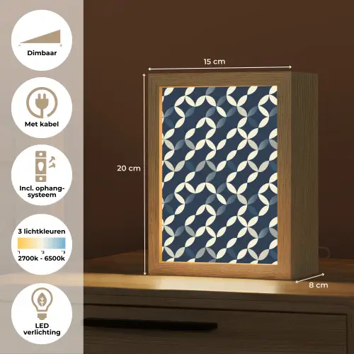 Abstract - Patroon - Blauw Light Box met kabel (Tafellamp) klein 925 -USP_NL