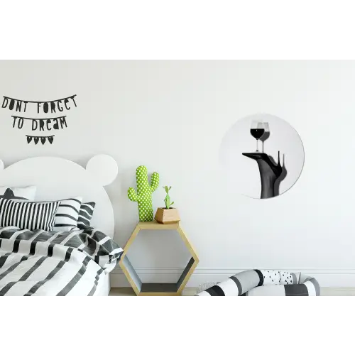 Hak - Wijn - Minimalistisch - Zwart Wandcirkel aluminium klein -kinderkamer