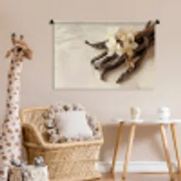 Vanille - Bloemen - Beige Wandkleed katoen middel -wsfeer5_kind