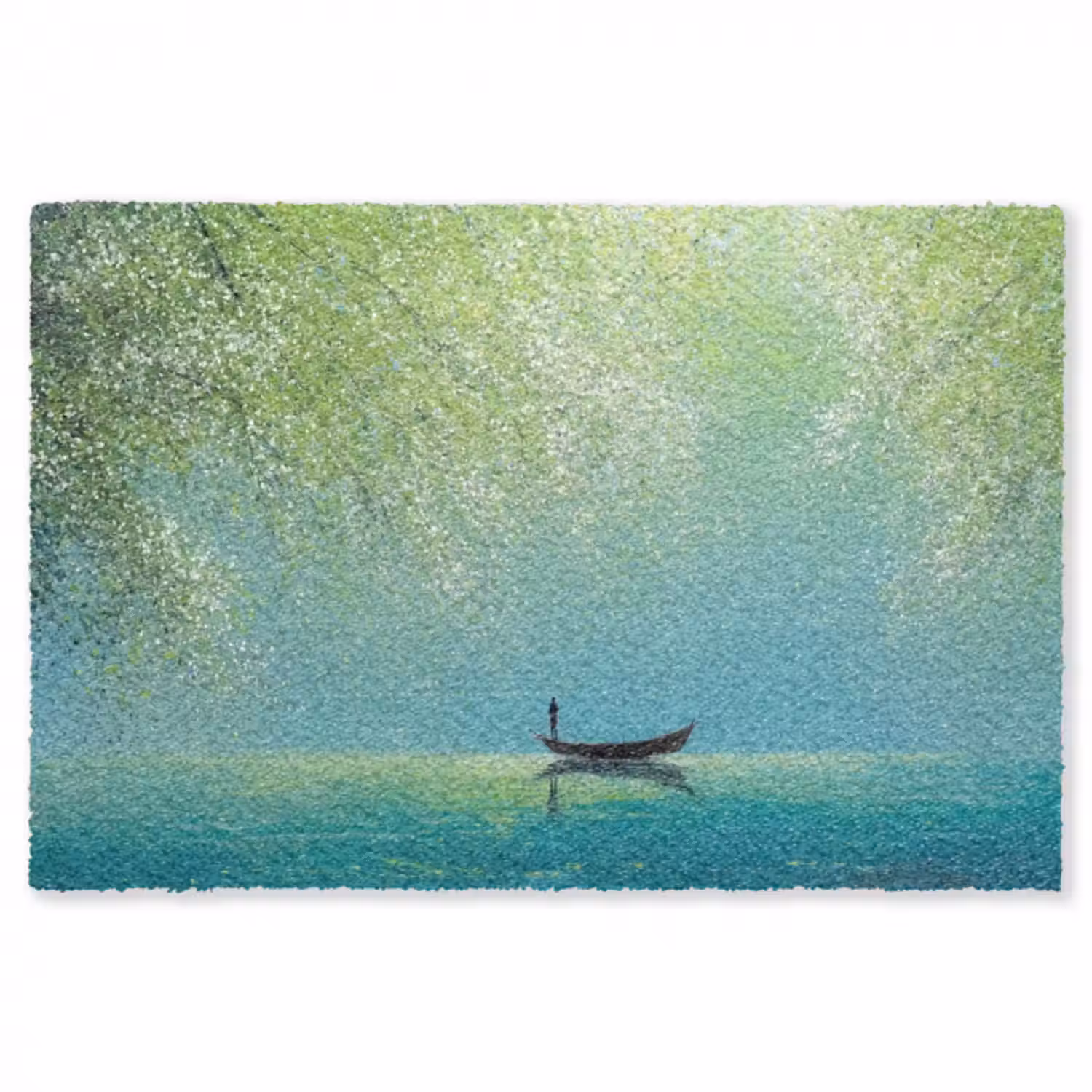 Teppich - Boot - Wasser - Blätter - Blüten