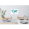 Wereldkaart - Blauw - Kleurrijk Muursticker klein -eettafel
