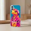 Bloemenkrans - Hagedis - Kimono - Paars Apple iPhone 16 Plus klein -sfeer2