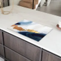 Abstract - Acryl - Blauw - Goud - Elegant Inductie beschermer vinyl 3mm klein -sfeer8