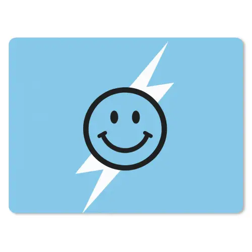Smiley - Blauw - Bliksem muismat rubber klein -3d