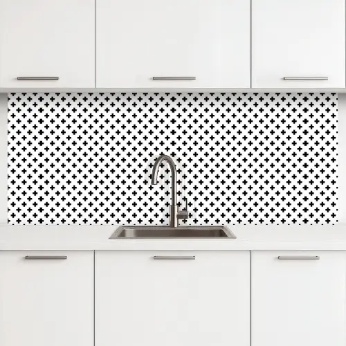Design - Lijn - Patroon - Zwart - Wit keuken achterwand 2 middel 871 -3d