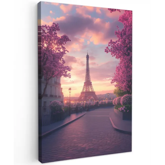 Eiffeltoren - Parijs - Roze Tuinposter op houten frame 2 cm dik klein -3d