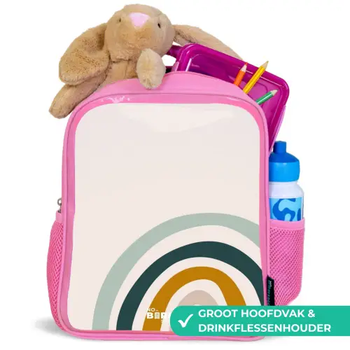 Ruwe regenboog aqua Kinderrugzak - Roze middel -inhoud_NL
