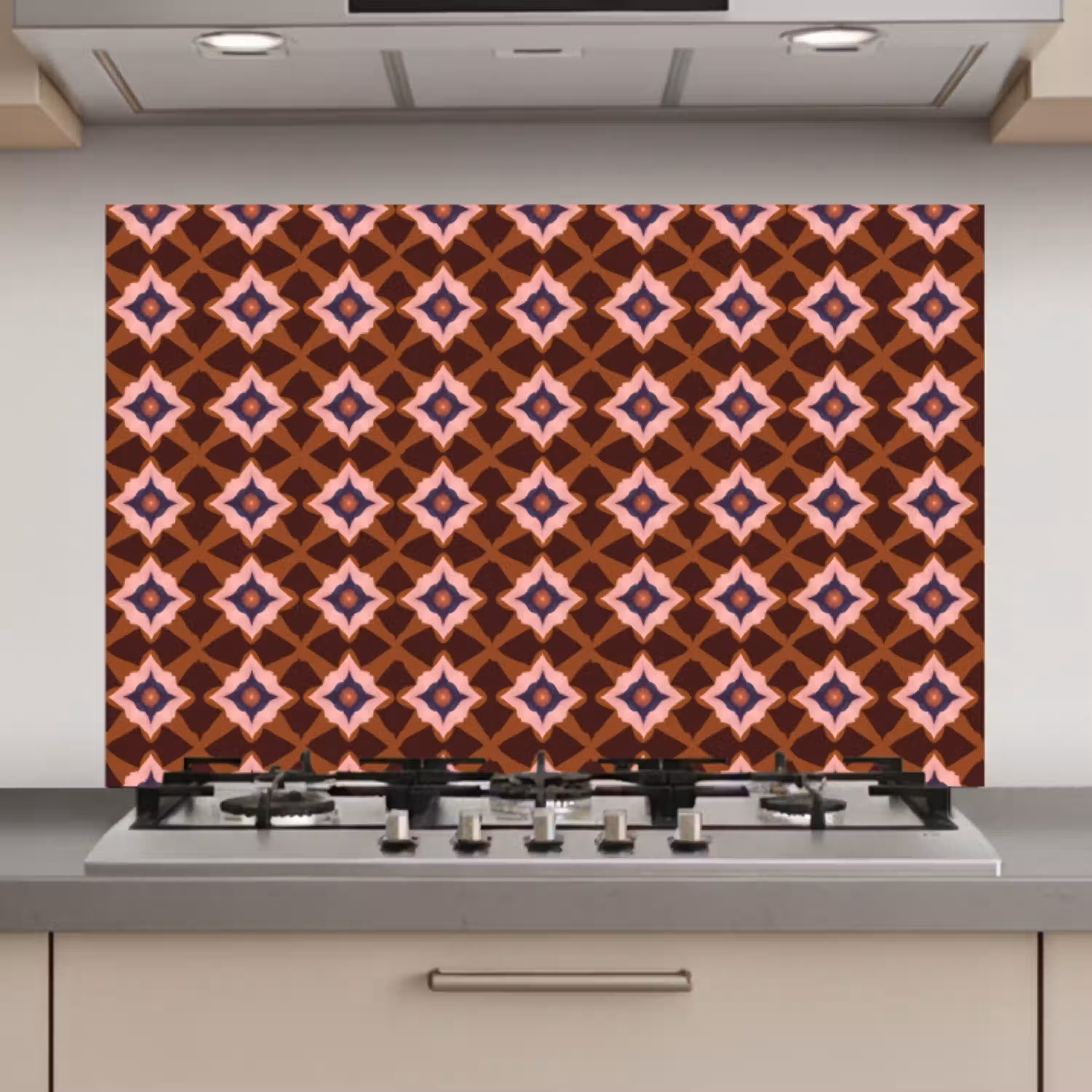 Geometrisch - Sierlijk - Bruin keuken achterwand spatscherm klein 900 -3d_website