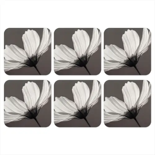 Bloem - Minimalistisch - Zwart - Wit onderzetter kurk middel -3d