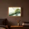 Golven - Abstract - Lichtgroen - Sierlijk Light Box met batterij (Wandlamp) middel -sfeer4