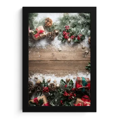 Kerstdecoratie - Geschenken - Hout - Veelkleurig fotolijst zwart zonder passe partout klein -3d