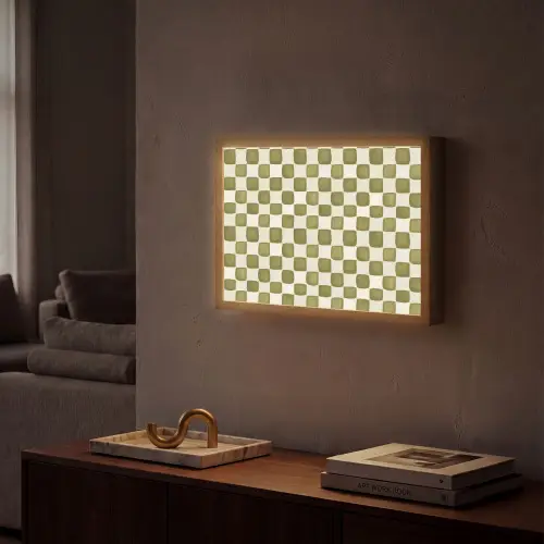 Schaak - Patroon - Groen Light Box met batterij (Wandlamp) middel 907 -sfeer1