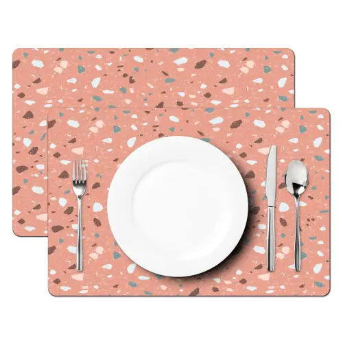 Terrazzo -  Patroon - Kleurrijk - Roze - Blauw Placemat vinyl groot 368 -zzsfeer2_Kitchenyeah-website