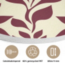 Abstract - Bladeren - Burgundy Akoestische PET Vilt - Rond klein 838 -closeup_NL
