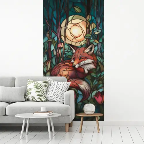 Vos - Mozaïek - Bos - Maan fotobehang vinyl groot -woonkamer
