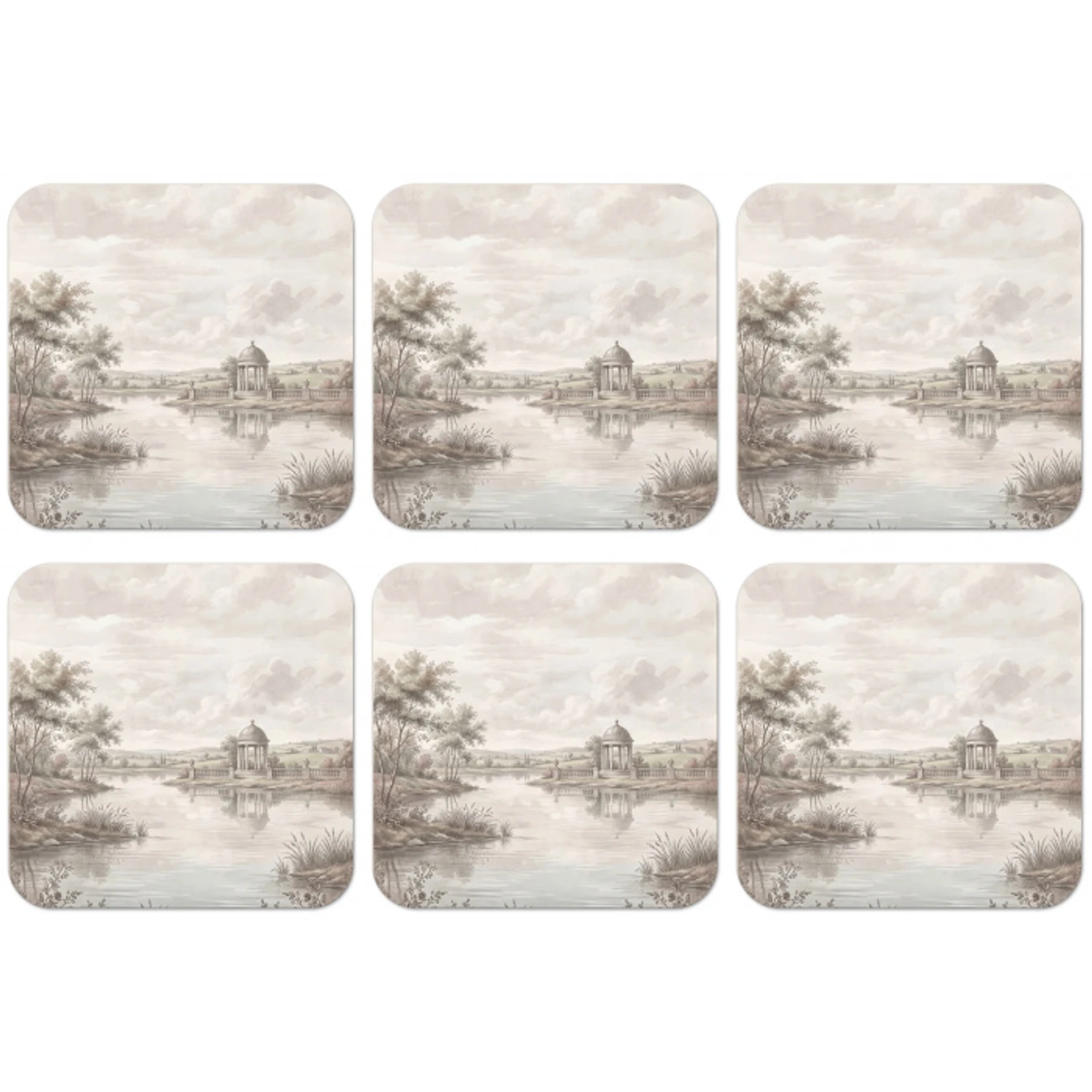 Landschap - Water - Natuur - Sepia onderzetter kurk middel -zkaufland3dotto