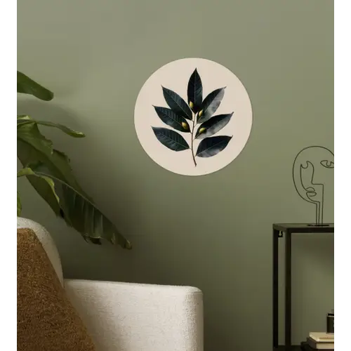 Laurierbladeren - Bloemknoppen - subtiel Wandcirkel behangsticker klein -sfeer2