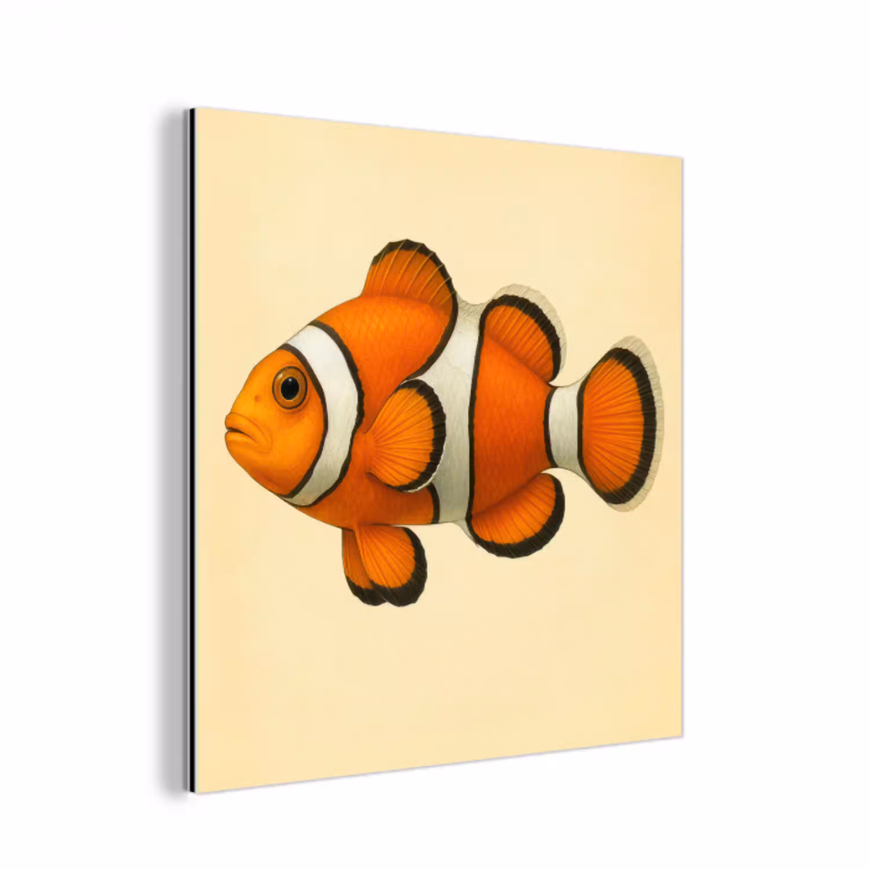 Vis - Oranje - Strepen aluminium wit klein -3d