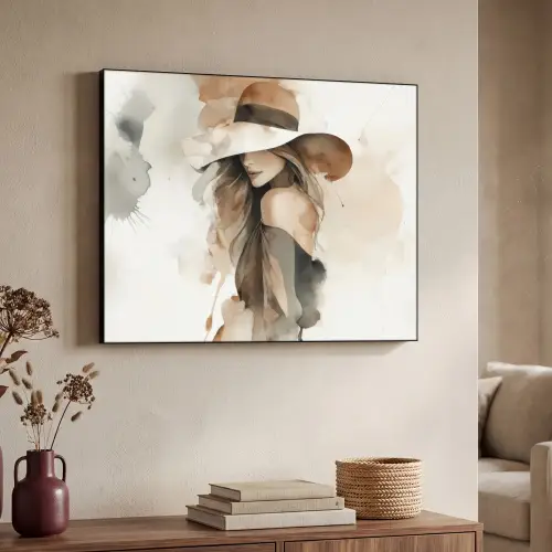 Mysterieus - Vrouw - Sepia Textielframe zwart klein -sfeer3
