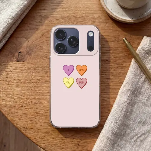 Hartjes - Pastel - Liefde - Moeder Telefoonhoesje iPhone 17 Pro klein -sfeer1