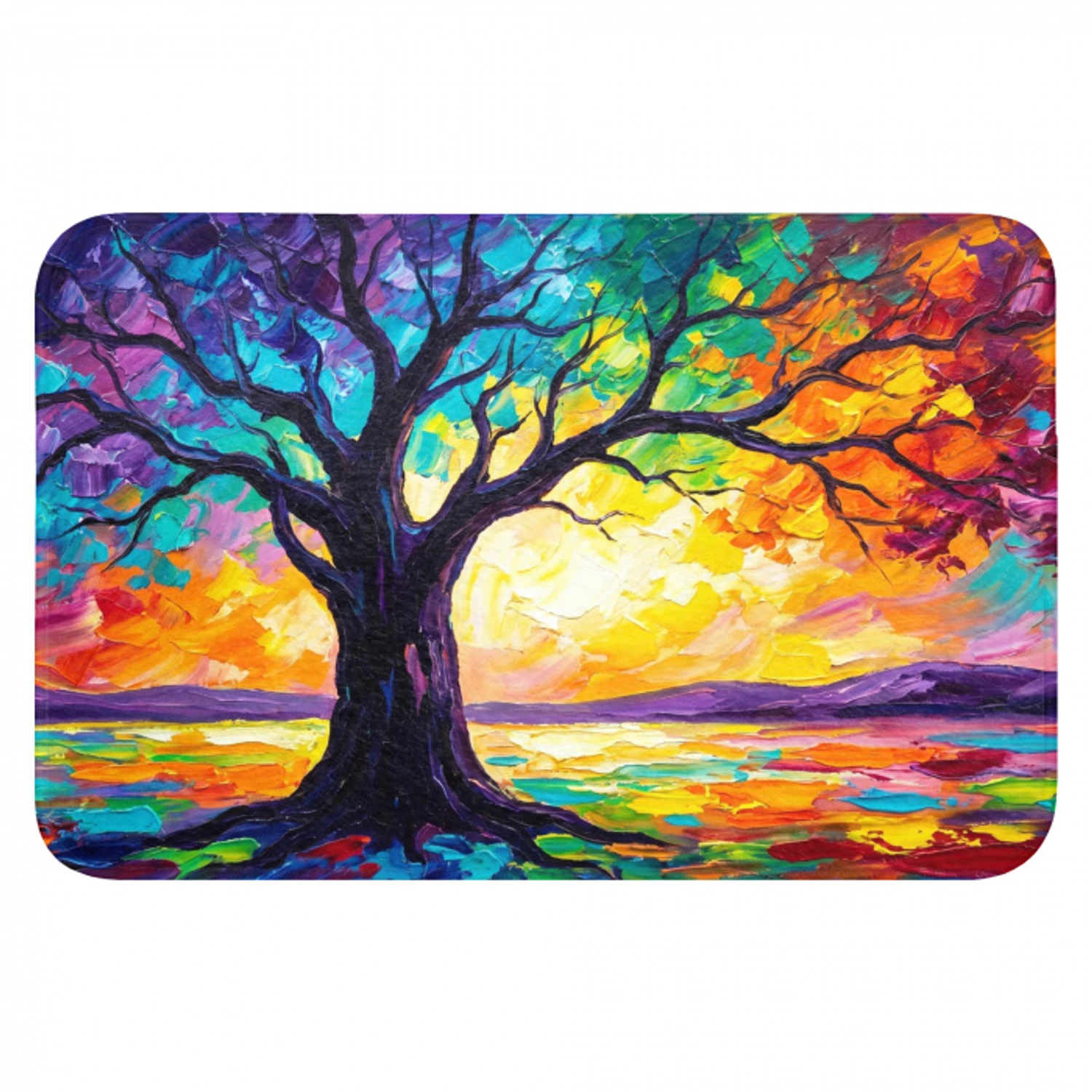 Boom - Landschap - Natuur - Abstract - Kleurrijk Badmat klein -3d