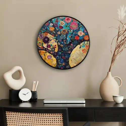 Boom - Levensboom - Kleurrijk - Bloemen - Modern Fotolijst rond zonder passe partout klein -sfeer1