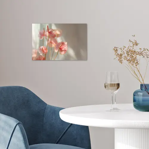 Bloemen - Stelen - Roze - Schaduw poster papier klein -sfeer3