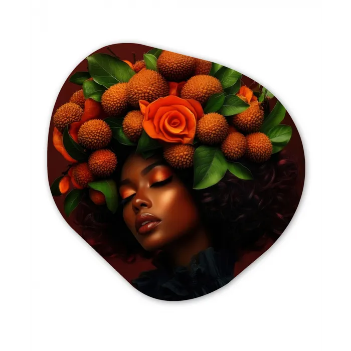 Vrouw - lychee - exotisch Wandcirkel Organisch Aluminium middel -3d