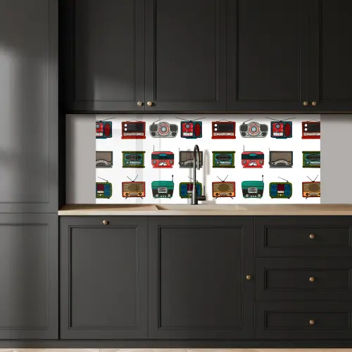 Retro - Radio - Design keuken achterwand 2 middel 871 -sfeer1
