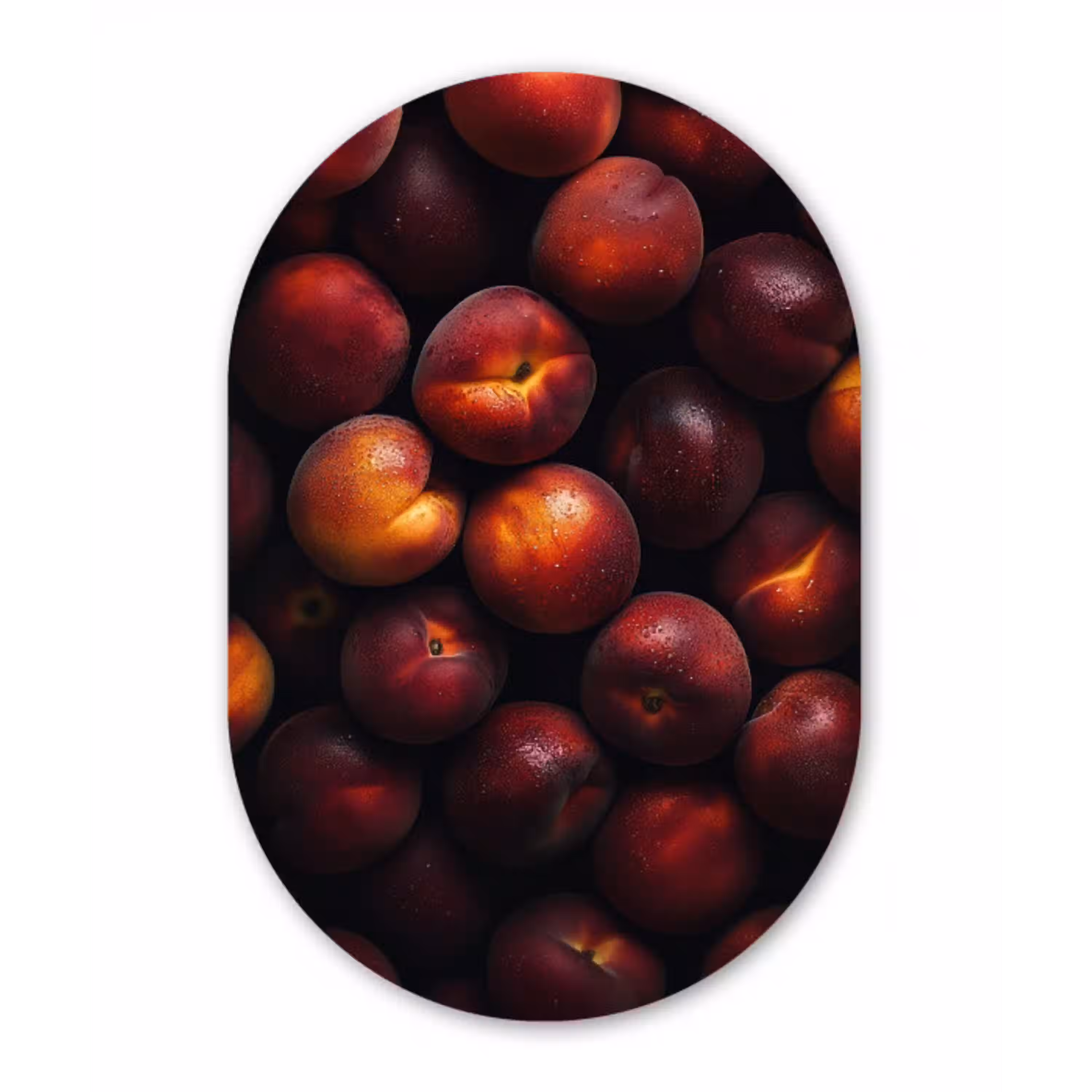 Fruit - Close up - Nectarines Wandcirkel Ovaal Aluminium middel -3d