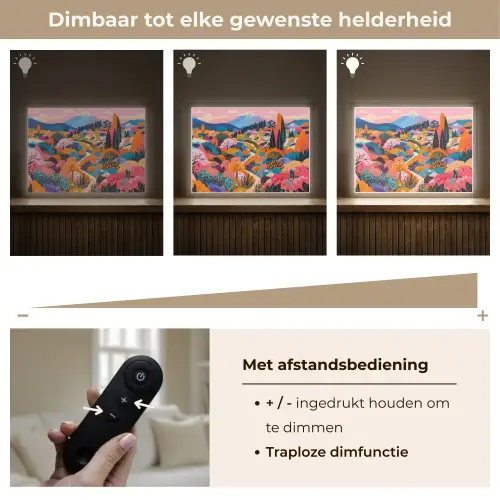 Witte bergtop - Modern - Kleurrijk Light Box met batterij (Wandlamp) middel -USP_dimbaarNL