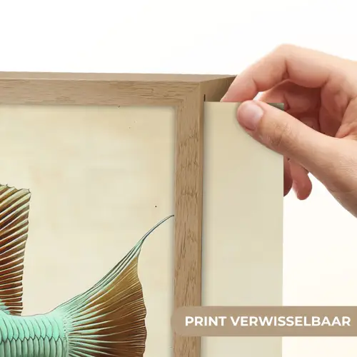 Schubben - Vis - Mint - Minimalistisch Light Box met batterij (Wandlamp) middel -USP_websiteprintNL