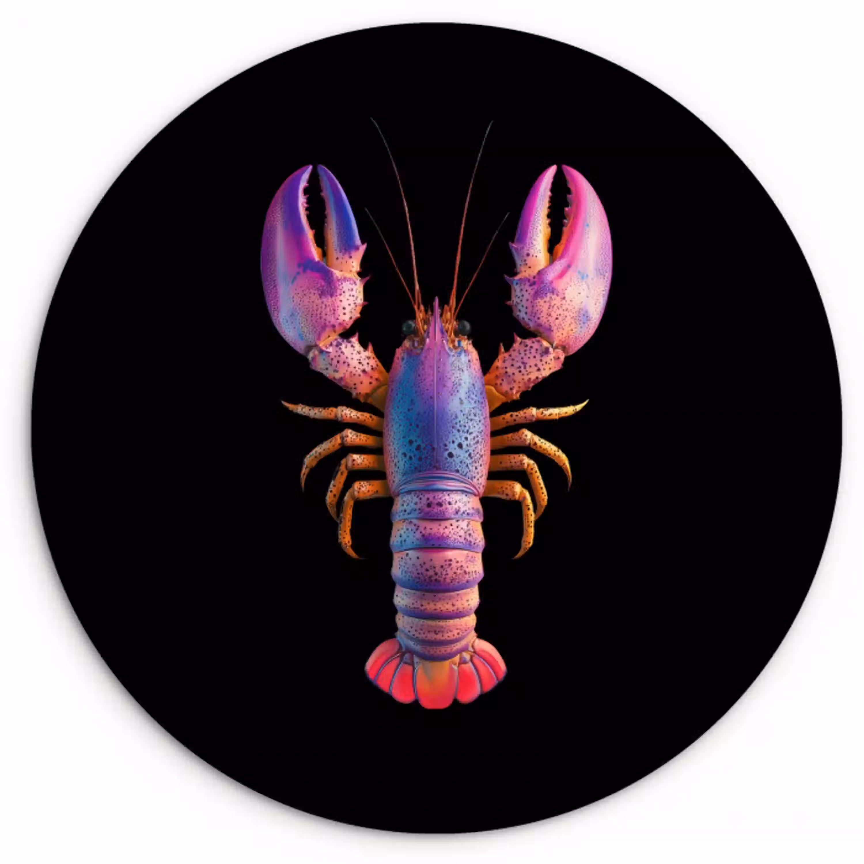 Kreeft - Paars - Roze - Zwart - Stippen - Lila Wandcirkel plexiglas klein -3d