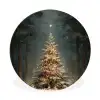Kerstboom - Bos - Sneeuw - meerkleurig Wandcirkel aluminium klein -3d