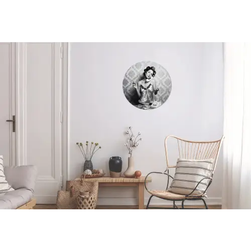 Chic - Vrouw - Zwart - Wit Wandcirkel aluminium klein -woonkamer