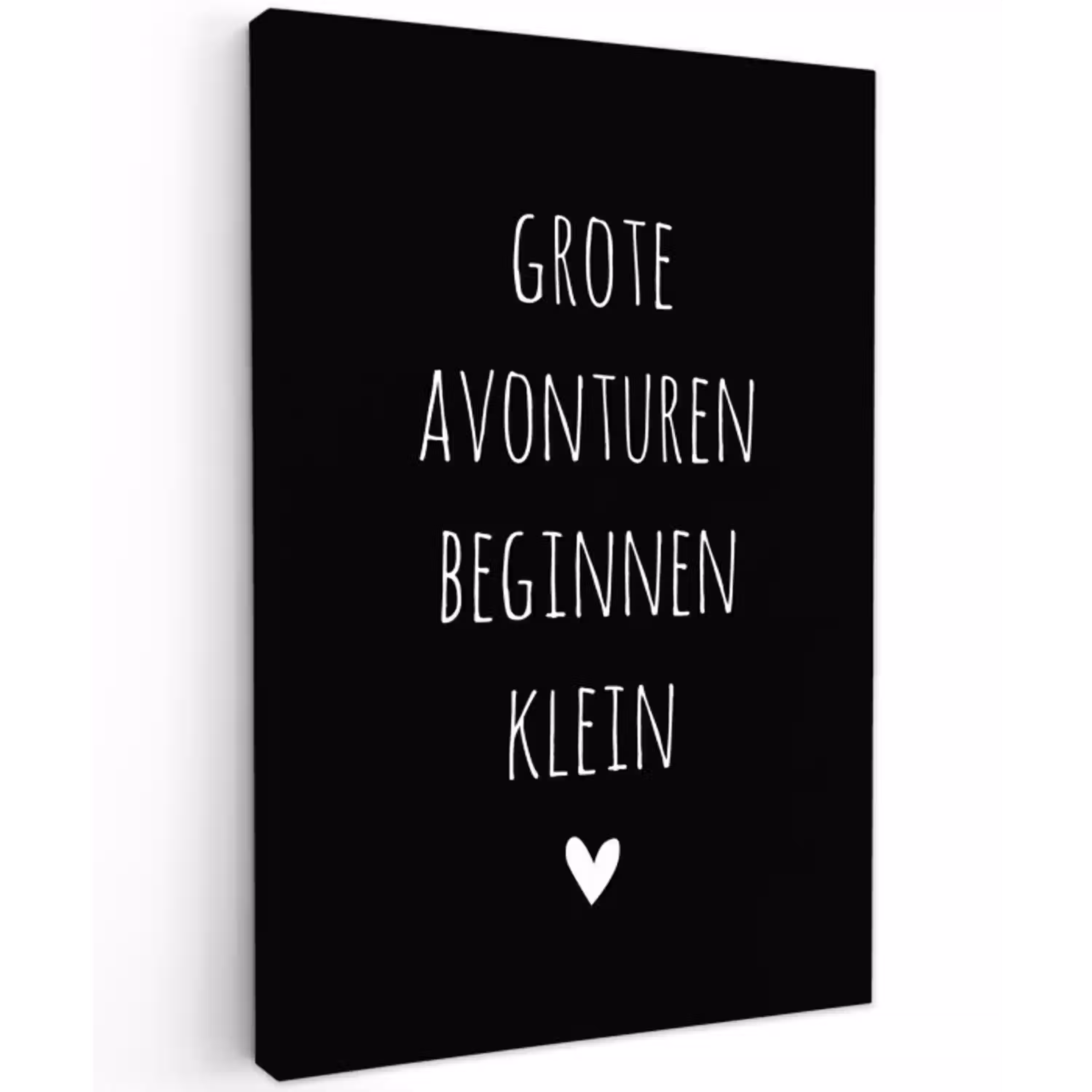 Grote avonturen beginnen klein - Quotes - Spreuken Tuinposter op houten frame 2 cm dik klein -3d