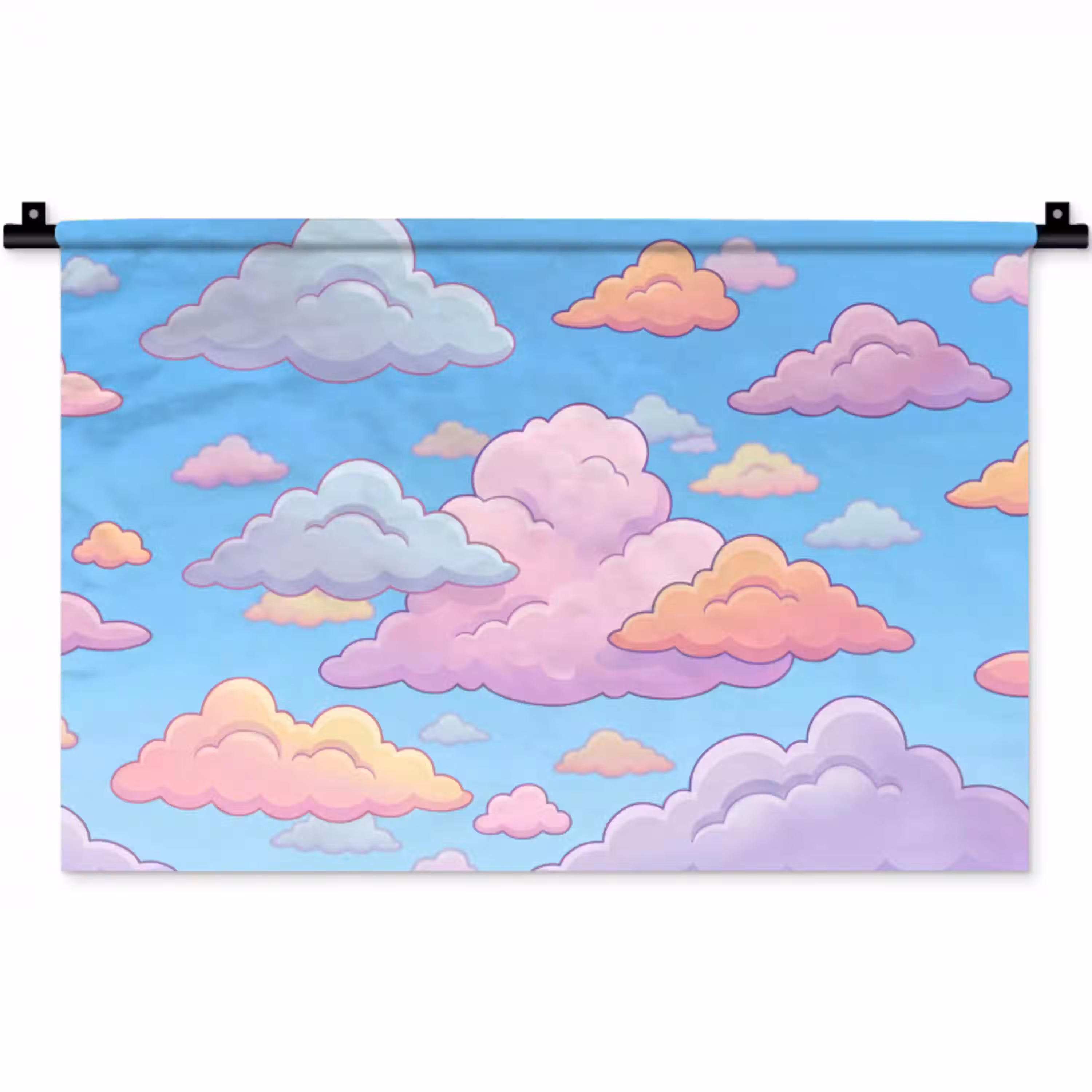 Wolk - Lucht - Natuur - Illustratie - Pastel Wandkleed katoen klein -zz3d
