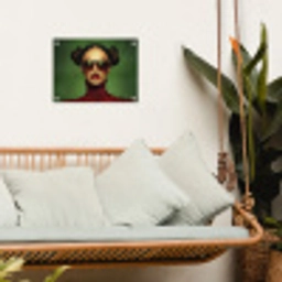 Vrouw - Groen - Bril - Aesthetic - Modern tuinposter los doek klein -sfeer7