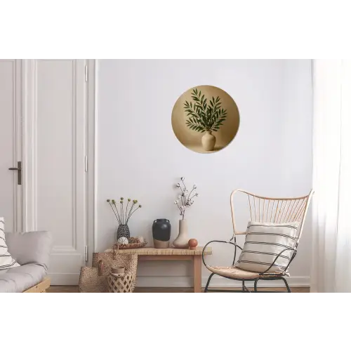 Vaas - Olijftakken - Bladeren - Beige Wandcirkel aluminium klein -woonkamer