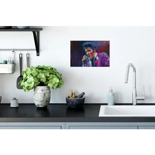 Expressief - Microfoon - Paars Muursticker klein -keuken