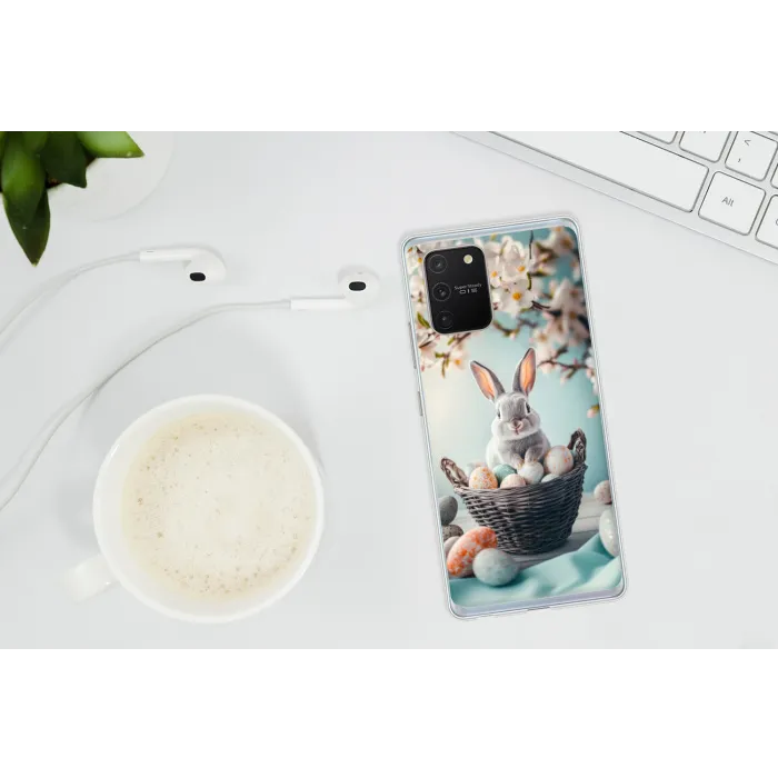 Konijn - Eieren - Mand Telefoonhoesje Samsung Galaxy S10 Lite klein -oordopS10Lite