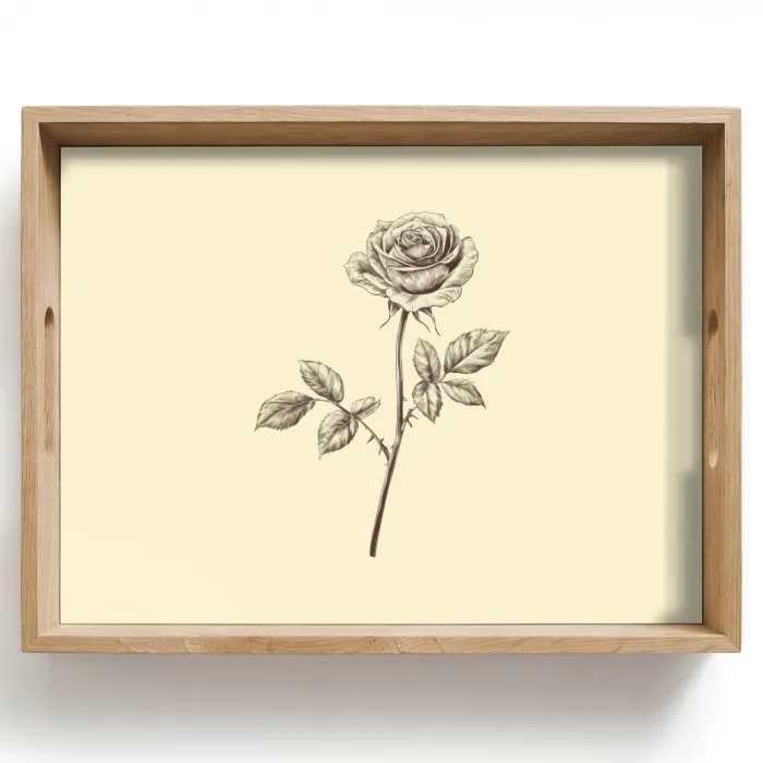 Illustratie - Zwart - Roos Dienblad Rechthoek middel -z3d_shopping