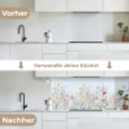 Weidebloemen - Illustratie - Kleurrijk keuken achterwand 2 middel -voor-na_DE