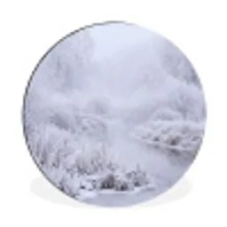 Rivier - Sneeuw - Bos - Winter - Schilderachtig Wandcirkel aluminium klein -3d
