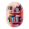 Planken - Boeken - Bladeren Wandcirkel Ovaal Forex klein -3d