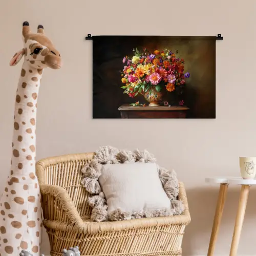 Kleuren - Boeket - Vaas - Hout Wandkleed katoen klein -wsfeer5_kind