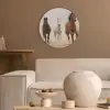 Kudde paarden - Stofwolk - Bruin - Zwart Akoestische PET Vilt - Rond klein -sfeer1