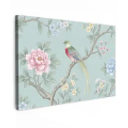 Vogel - Bloemen - Kleurrijk canvas 2cm klein -z3d