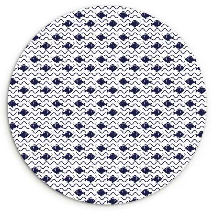 Oceaan - Visachtig - Blauw - Wit Wandcirkel plexiglas klein 852 -3d